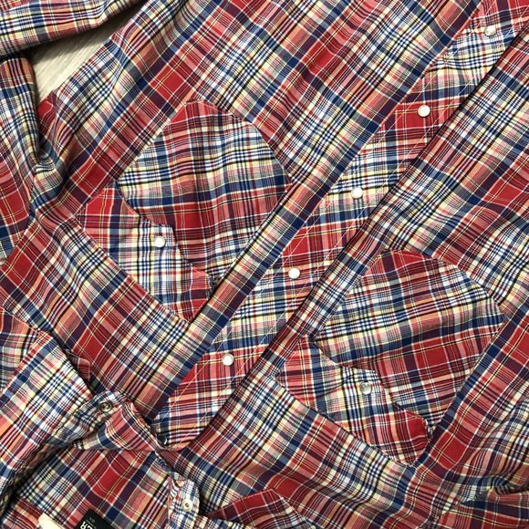 Vintage Western Snap Button Plaid Shirt Mens L/M Double Decker Canada - Picture 2 of 4